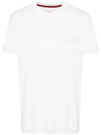 Isaia Contrast-stitching Jersey T-shirt In Neutrals