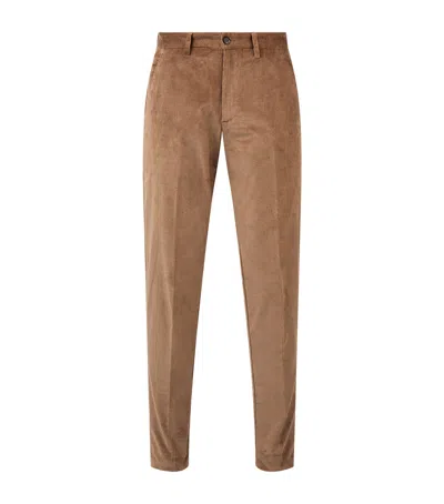 Isaia Corduroy Slim Trousers In Beige