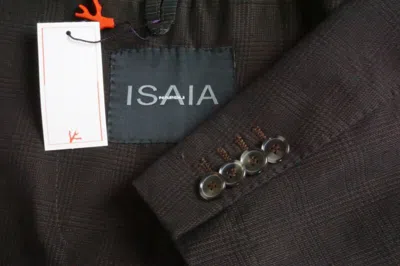 Pre-owned Isaia Cotton Blend Brown Plaid Sport Coat Jacket 42r Brand W Tags