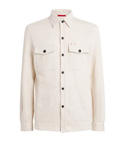 Isaia Cotton-blend Overshirt In Beige