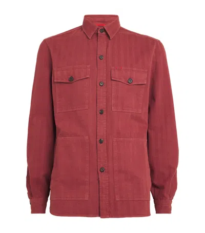 Isaia Cotton-cashmere Overshirt In Red