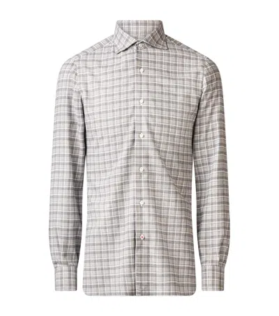 Isaia Cotton Check Dress Shirt In Grey