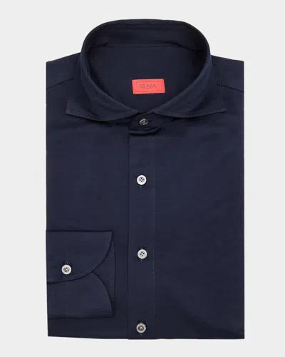 Isaia Cotton Jersey Shirt In Blue