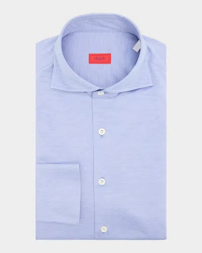 Isaia Cotton Jersey Shirt In Blue