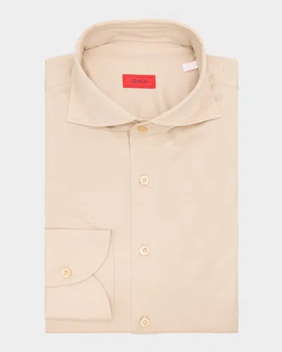 Isaia Cotton Jersey Shirt In Neutral