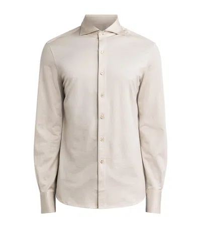 Isaia Cotton Jersey Shirt In Neutral