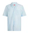 Isaia Cotton-linen Stripe Shirt In Blue
