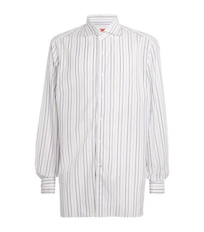 Isaia Cotton-linen Stripe Shirt In Multi