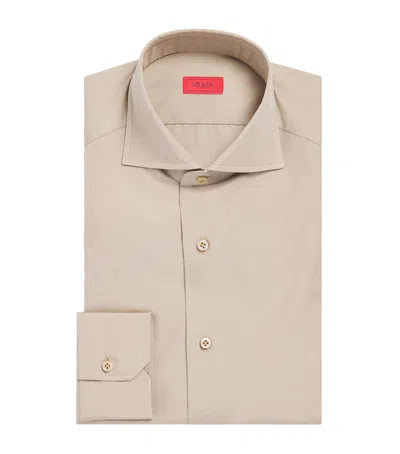 Isaia Cotton Shirt In Brown