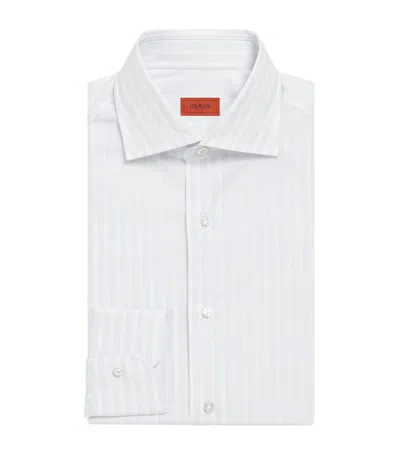 Isaia Cotton Striped Dress Shirt In Blue