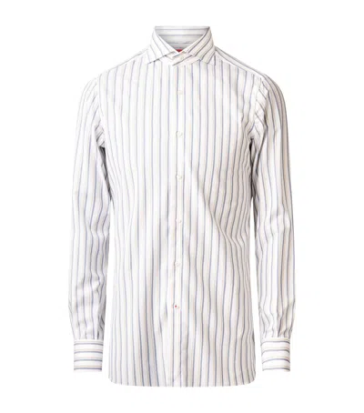 Isaia Cotton Striped Dress Shirt In Blue