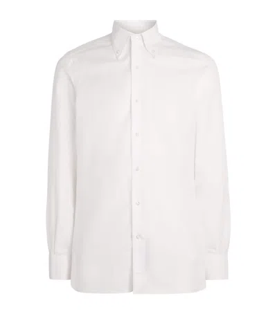Isaia Cotton-linen Check Shirt In White
