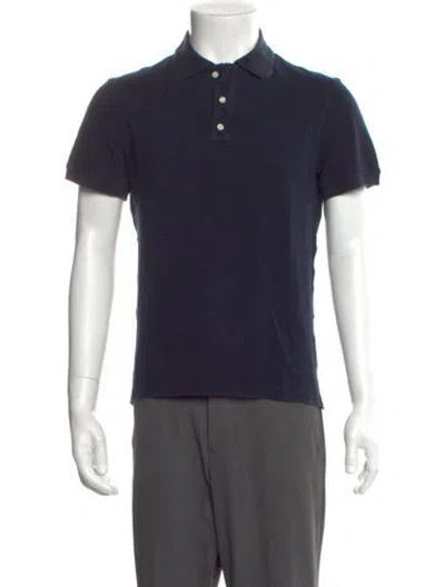Pre-owned Isaia Crew Neck Short Sleeve Polo Shirt In Blue