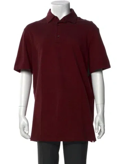 Pre-owned Isaia Crew Neck Short Sleeve Polo Shirt In Burgundy