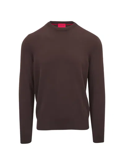 Isaia Crew-neck Sweater In Brown