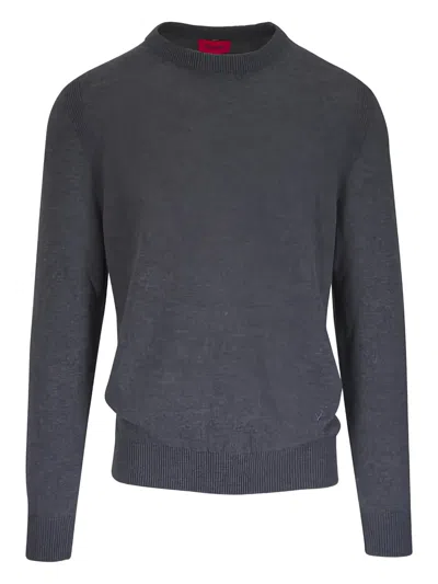 Isaia Crewneck Long-sleeve Sweater In Gray