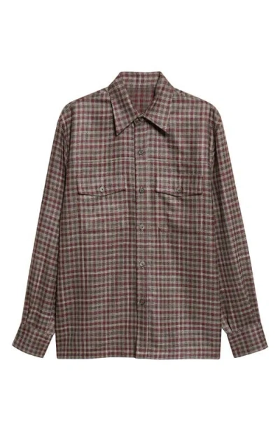 Isaia Damier Check Wool & Silk Overshirt In Green