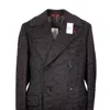 Isaia Dark Brown Shearling Texture With Back Vent Coat In Brown