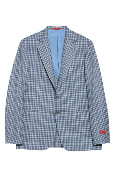 Isaia Delain Check Wool Sport Coat In Blue