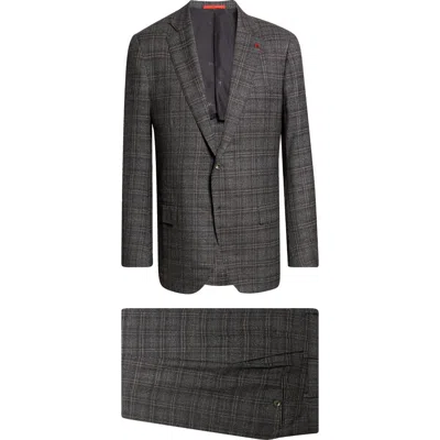 Isaia Delain Check Wool Suit In Gray