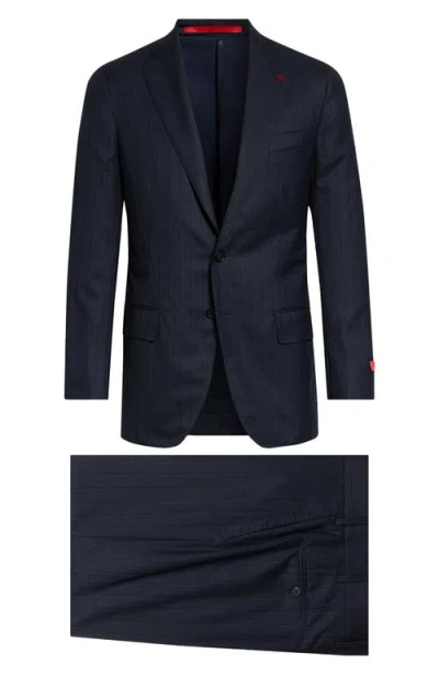 Isaia Delain Pinstripe Wool Suit In Blue