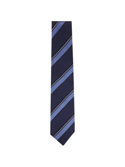 Isaia Diagonal-stripe Jacquard-weave Tie In Blue