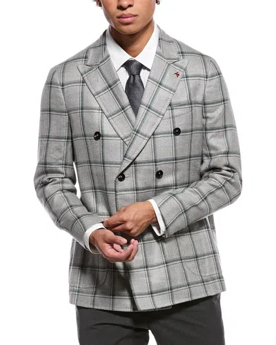 Isaia Domenico Double-breasted Wool In Gray