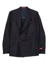 Isaia Double-breasted Checked-pattern Blazer In Blue