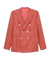 Isaia Double-breasted Suit Jacket In Red