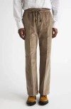 Isaia Drawstring Stretch Corduroy Wide Leg Pants In Pastel Brown