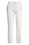 Isaia Drawstring Stretch Cotton Wide Leg Pants In Light Grey