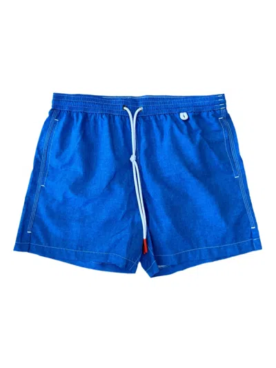 Isaia Mens Solid Bright Blue Swim Trunk