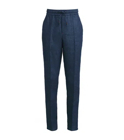 Isaia Drawstring Trousers In Blue