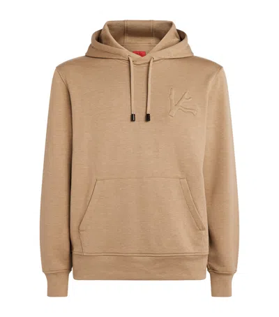 Isaia Embossed Logo Hoodie In Neutral