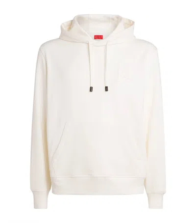 Isaia Embossed Logo Hoodie In White