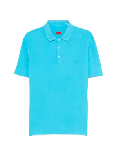 Isaia Embroidered-detail Polo Shirt In Blue