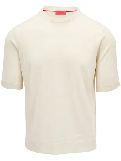 Isaia Fein Gestricktes T-shirt In Weiss