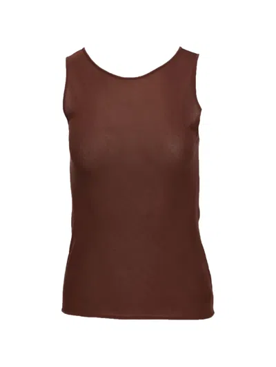 Isaia Fine-knit Sleeveless Top In Burgundy