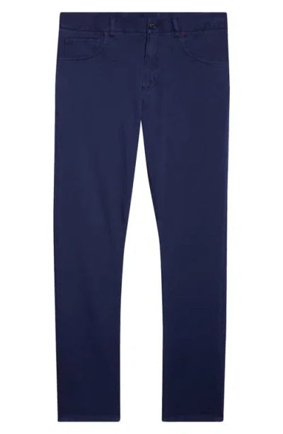Isaia Five-pocket Stretch Cotton & Cashmere Pants In Blue
