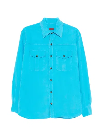 Isaia Flap-pocket Shirt In Blue
