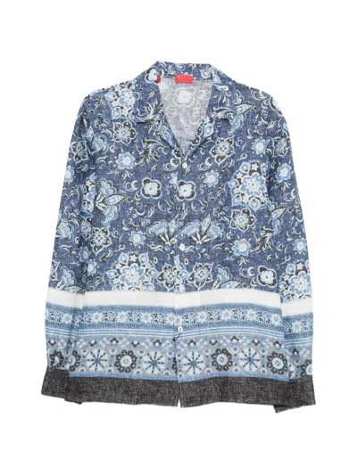 Isaia Floral-pattern Shirt In Blue