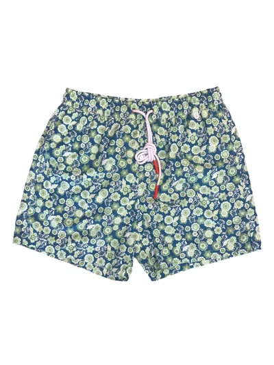 Isaia Floral-pattern Swim Shorts In Blue