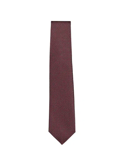 Isaia Geometric-pattern Silk Tie In Burgundy