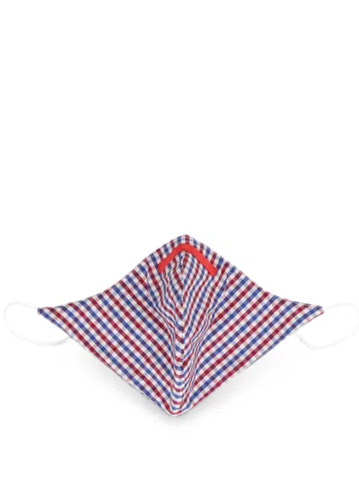 Isaia Gingham-check Face Mask In Multi