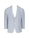 Isaia Gingham-check Single-breasted Blazer In Blue