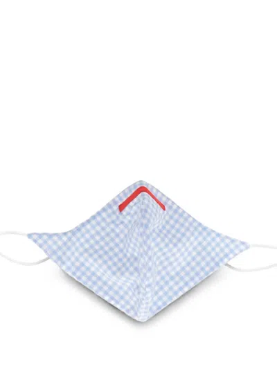 Isaia Gingham-print Face Mask In Blue