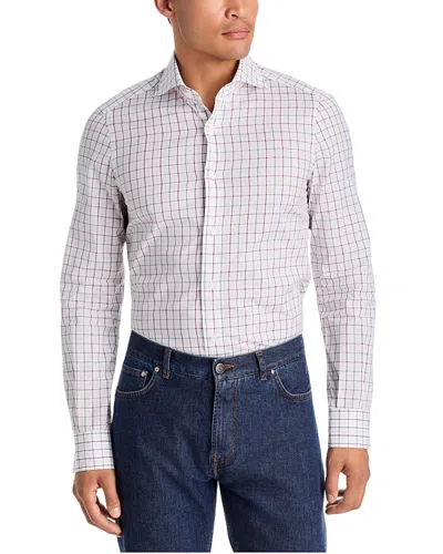 Isaia Graph Check Dress Shirt In White