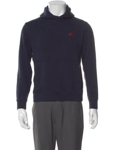 Pre-owned Isaia Graphic Print Crew Neck Hoodie In Blue