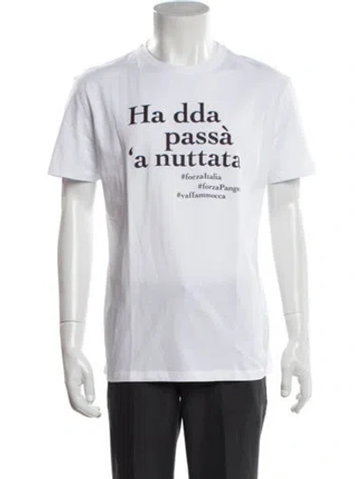 Pre-owned Isaia Graphic Print Crew Neck T-shirt W/ Tags In White