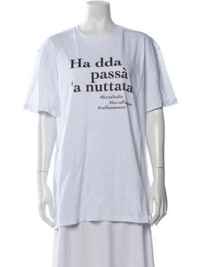 Pre-owned Isaia Graphic Print Crew Neck T-shirt W/ Tags In White